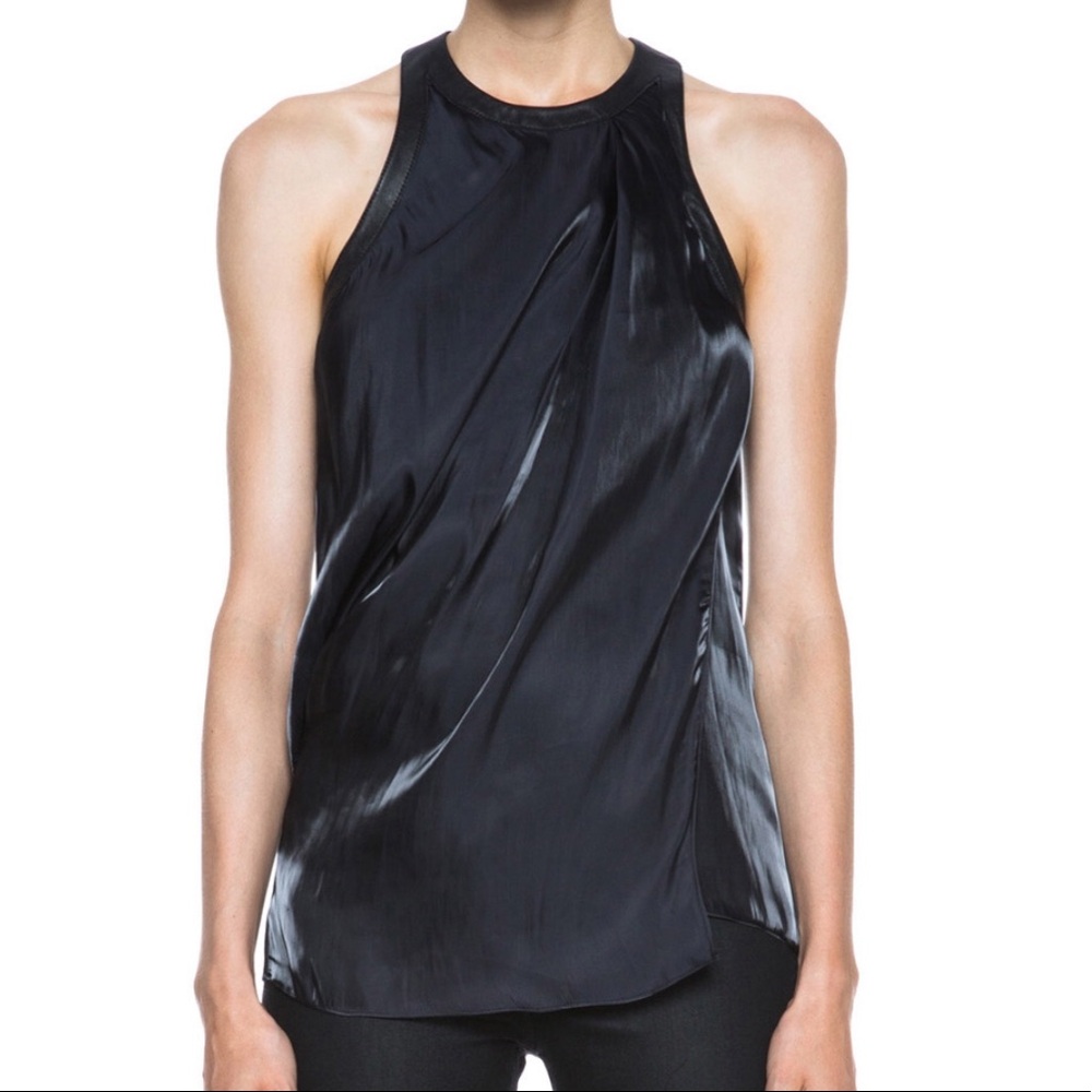 Helmut Lang Black Satin Halter Tank